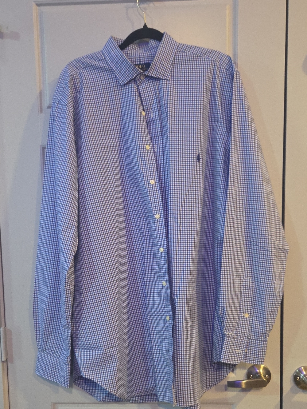 Ralph Lauren Blue and White Gingham Dress Shirt